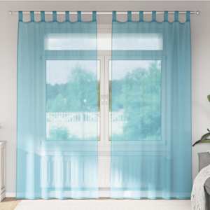 Voile zavese z zankami 2 kosa turkizne 140x225 cm