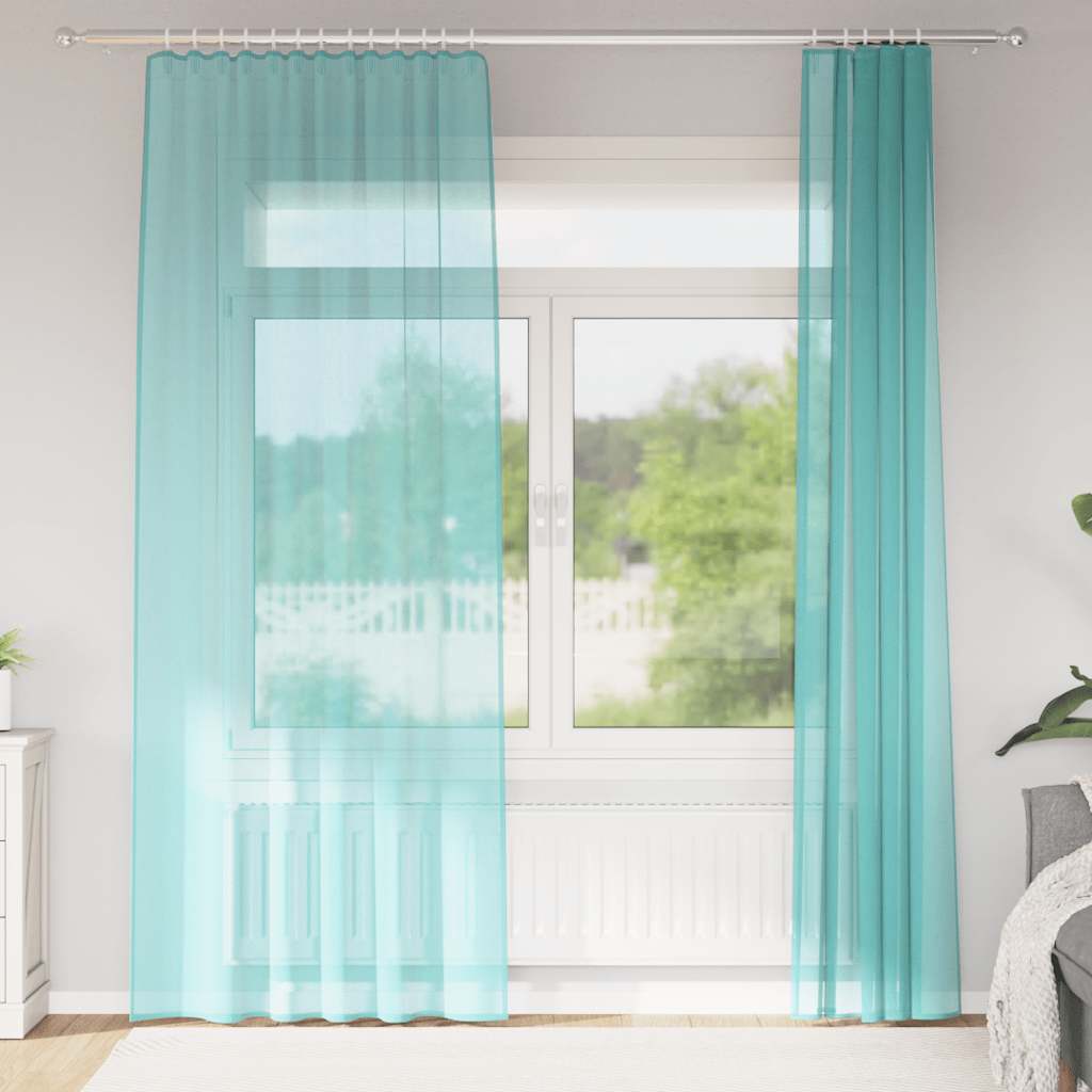 vidaXL Perdele Voile cu Bucle 2 buc Turcoaz 140x245 cm