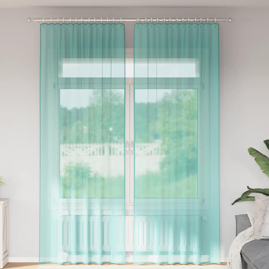 vidaXL Perdele Voile cu Bucle 2 buc Turcoaz 140x260 cm