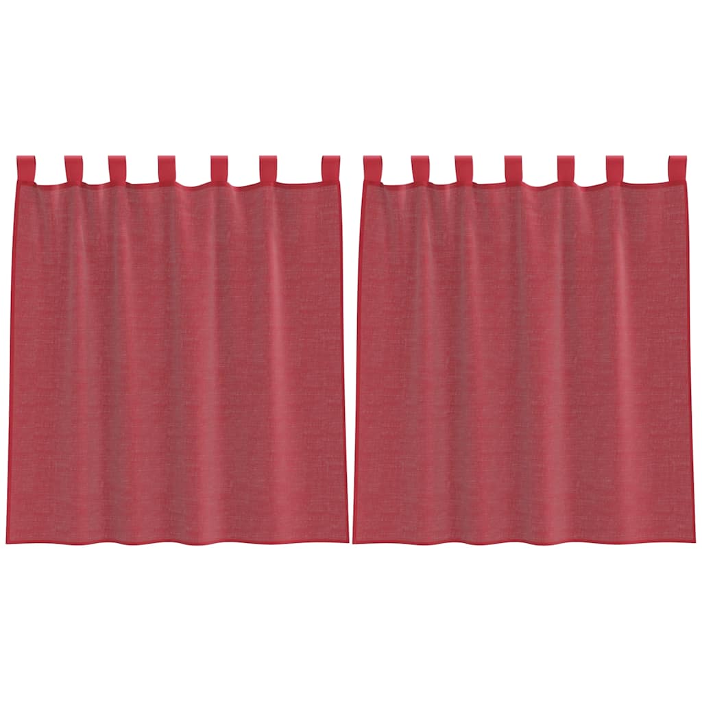 Thumbnail - vidaXL Voile Vorhänge mit Schlaufen 2 Stk. Weinrot 140x140 cm