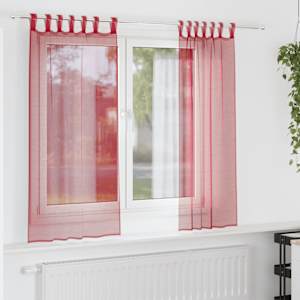 Voile zavese z zankami 2 kosa vinsko rdeče 140x175 cm