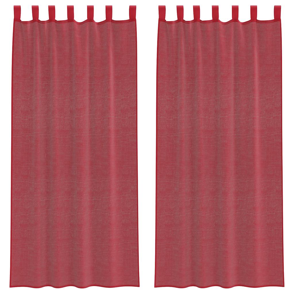 Thumbnail - vidaXL Voile Vorhänge mit Schlaufen 2 Stk. Weinrot 140x245 cm