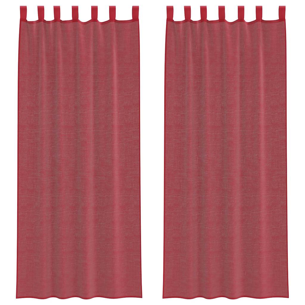 Thumbnail - vidaXL Voile Vorhänge mit Schlaufen 2 Stk. Weinrot 140x260 cm