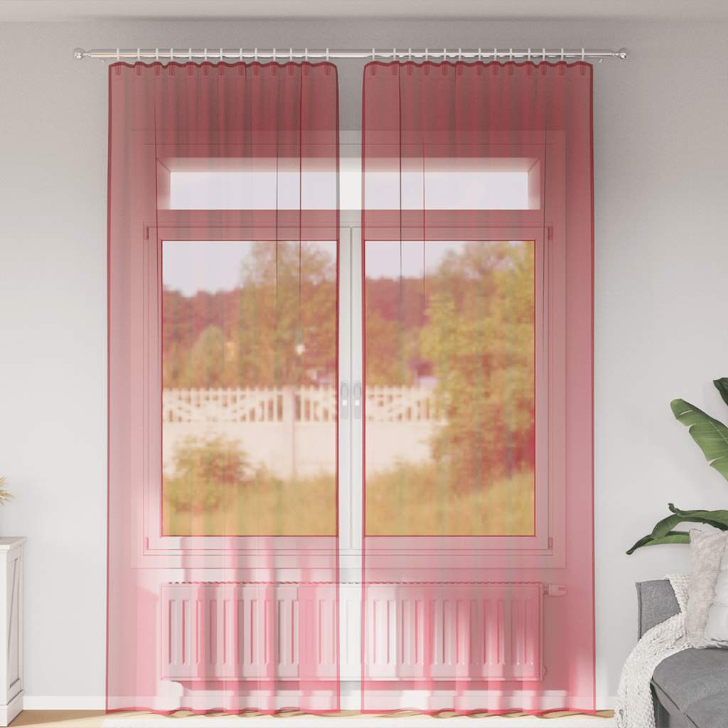 vidaXL Perdele Voile cu Bucle 2 buc Roșu Vin 140x260 cm