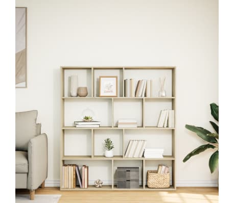 vidaXL Book Cabinet Sonoma Oak 132x29x141.5 cm Engineered Wood