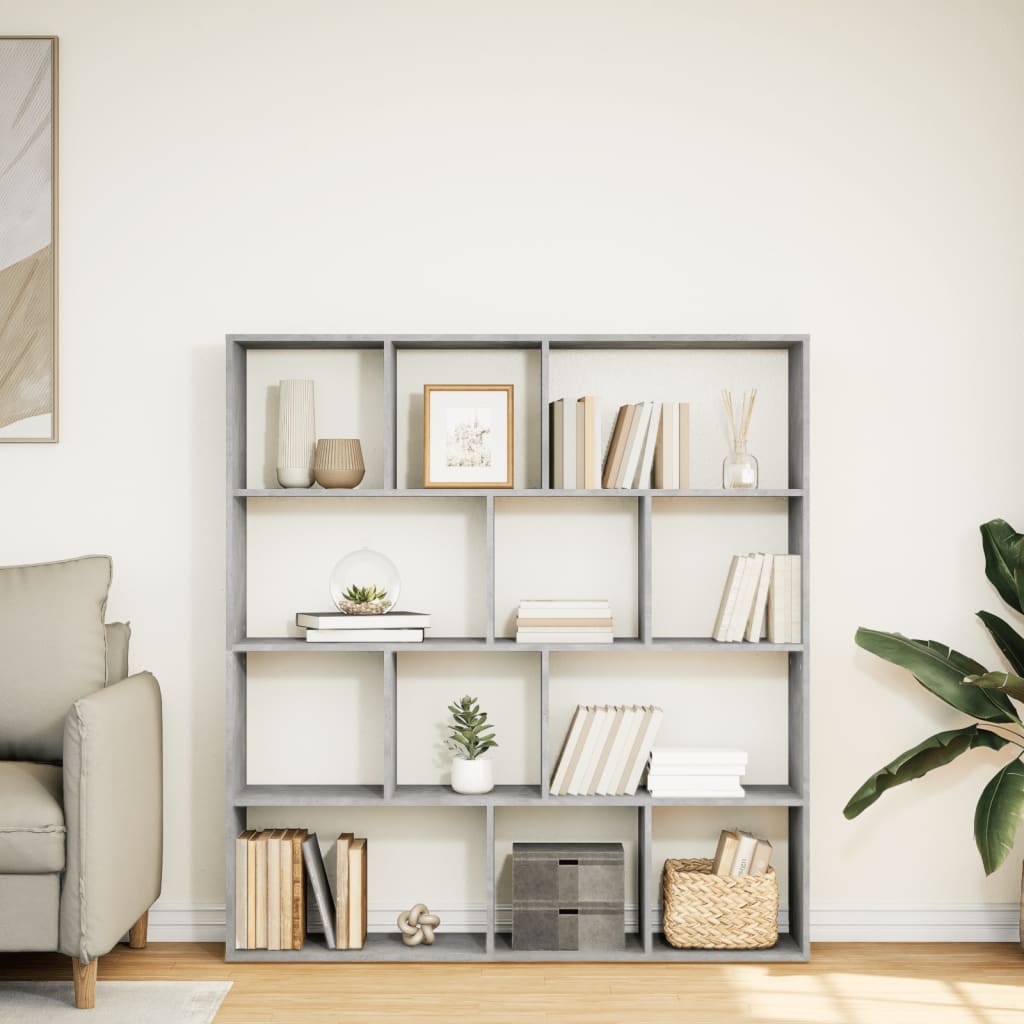 vidaXL Kirjahylly betoninharmaa 132x29x141,5 cm lastulevy