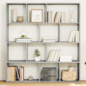 Knjižna omara betonsko siva 132x29x141,5 cm inženirski les