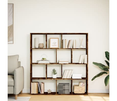 vidaXL Book Cabinet Smoked Oak 132x29x141.5 cm Engineered Wood