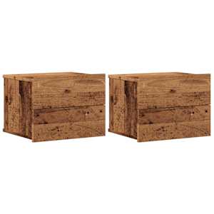 Nástěnné noční stolky 2 ks old wood 40 x 32 x 30 cm - obrázek 2
