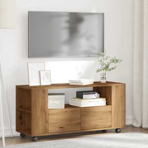 TV skříňka na kolečkách dub artisan 102 x 34,5 x 43 cm kompozit - obrázek 3