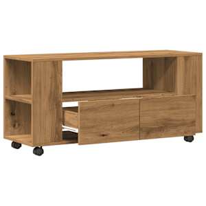TV skříňka na kolečkách dub artisan 102 x 34,5 x 43 cm kompozit - obrázek 5