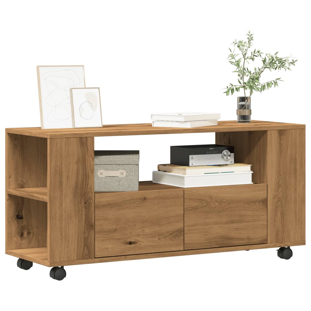 TV-Schrank mit Rollen Artisan-Eiche 102×34,5x43cm Holzwerkstoff