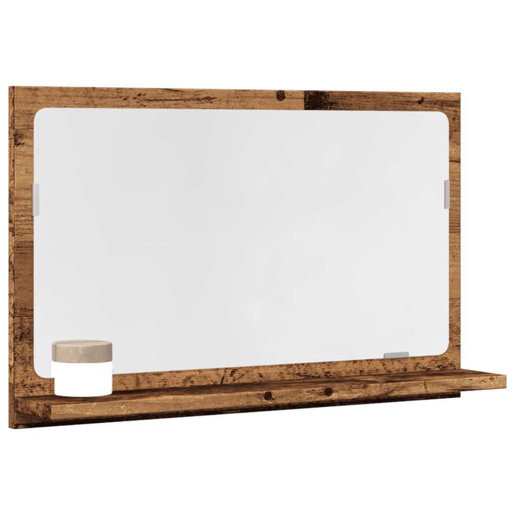 vidaXL Badspiegel mit Ablage Altholz-Optik 60x11x37 cm Holzwerkstoff