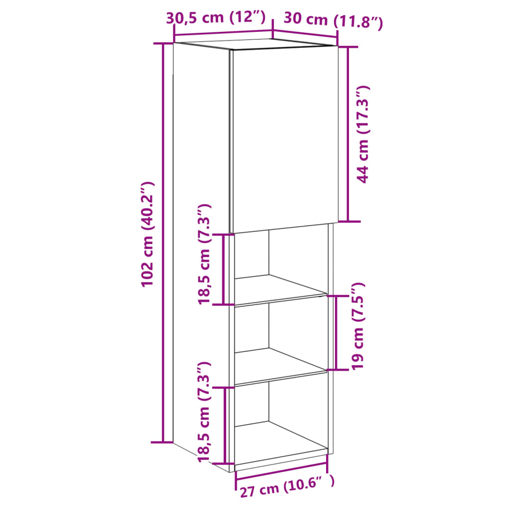 TV skříňka s LED osvětlením old wood 30,5 x 30 x 102 cm - obrázek 17