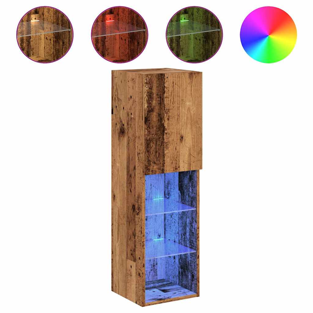 Thumbnail - vidaXL TV-Schränke mit LED-Leuchten 2 Stk. Altholz-Optik 30,5x30x102cm