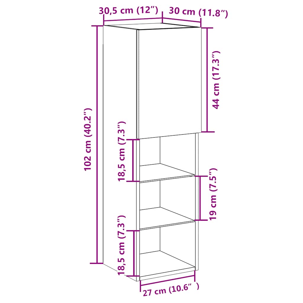 TV skříňky s LED osvětlením 2 ks old wood 30,5 x 30 x 102 cm - obrázek 18