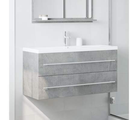 vidaXL Waschbeckenunterschrank Betongrau 100x38,5x48 cm Holzwerkstoff