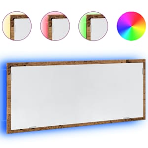 vidaXL LED vannitoapeegel vana puit 100x8,5x37 cm insenerpuit