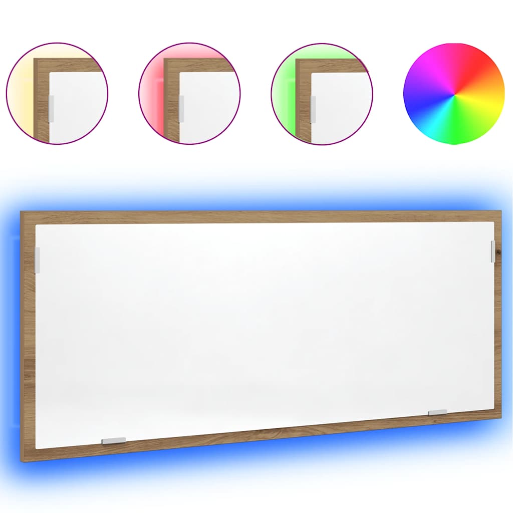 vidaXL Koupelnové zrcadlo s LED dub artisan 100 x 8,5 x 37 cm kompozit