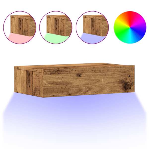 vidaXL 2-osaline LED-tuledega telerikapi komplekt Vana puit