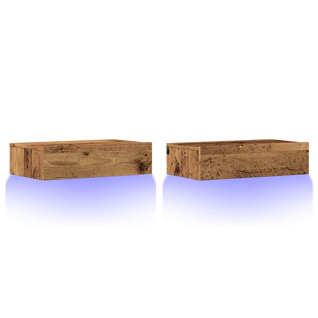 vidaXL Dulapuri TV cu lumini LED, 2 buc., lemn vechi, 60x35x15,5 cm