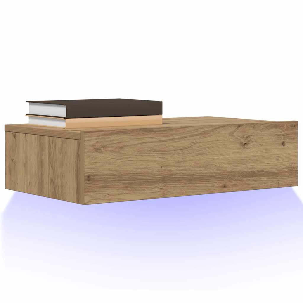 vidaXL Comodă TV cu lumini LED, stejar artizanal, 60x35x15,5 cm