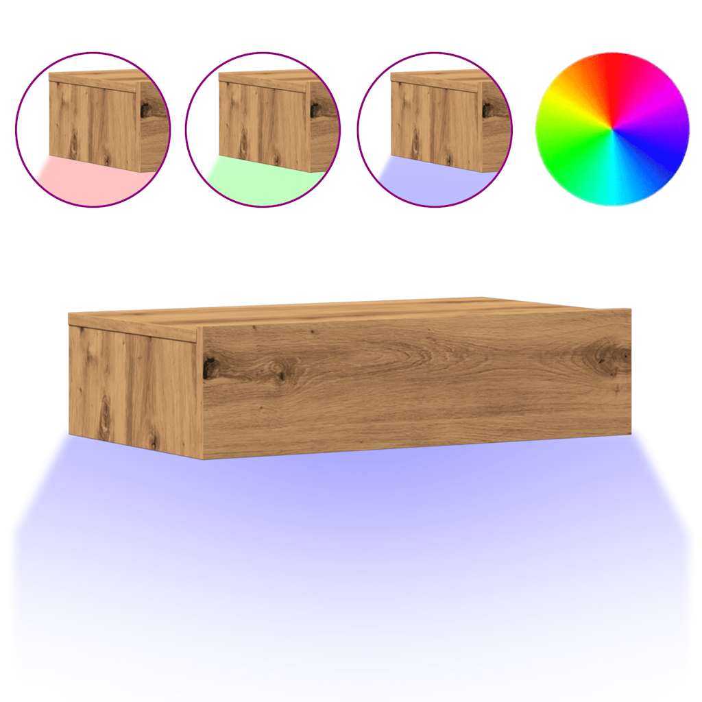 Thumbnail - vidaXL TV-Schränke mit LED-Leuchten 2 Stk. Artisan-Eiche 60x35x15,5 cm