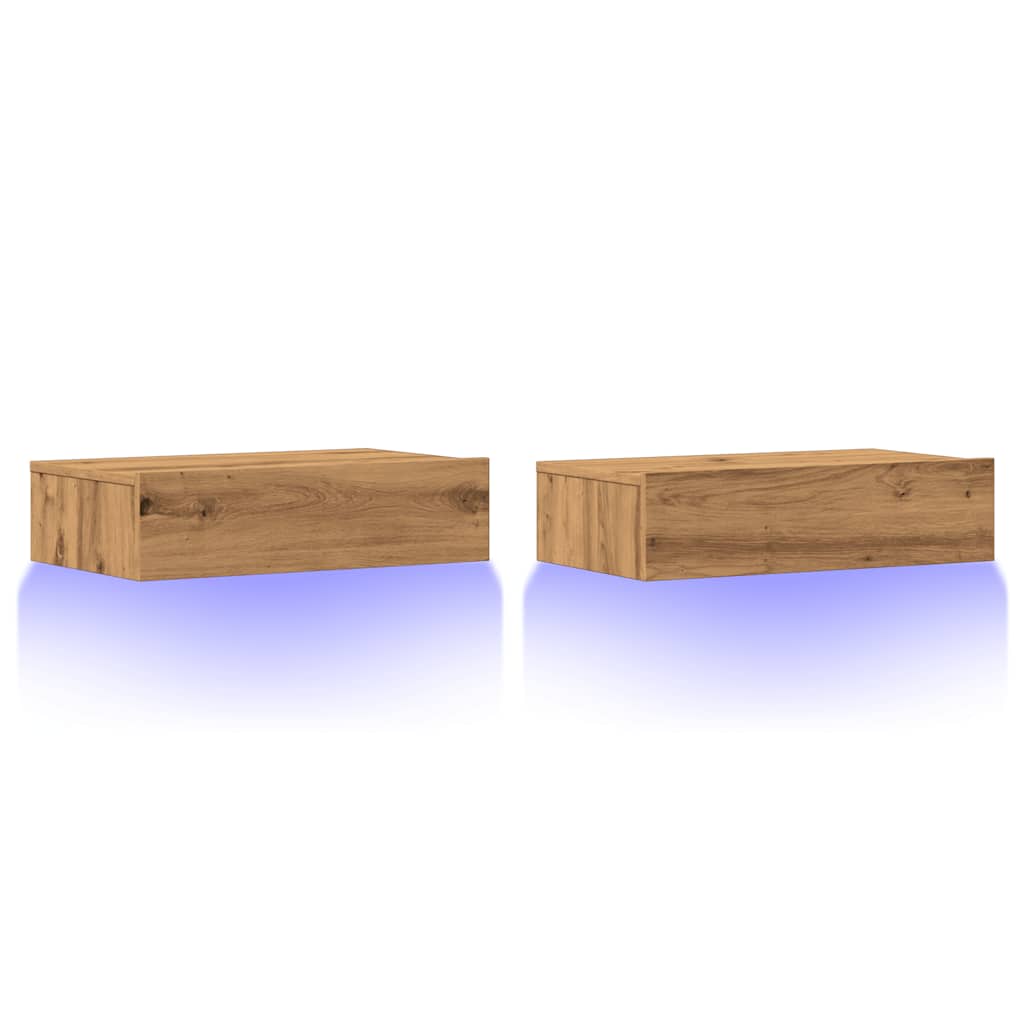 Thumbnail - vidaXL TV-Schränke mit LED-Leuchten 2 Stk. Artisan-Eiche 60x35x15,5 cm