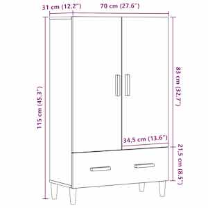 Highboard old wood 70 x 31 x 115 cm kompozitní dřevo - obrázek 9