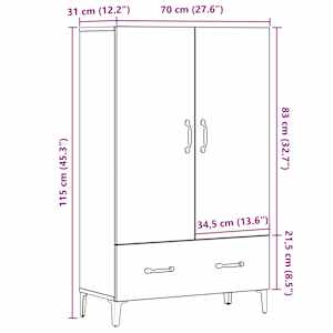 Highboard old wood 70 x 31 x 115 cm kompozitní dřevo - obrázek 9