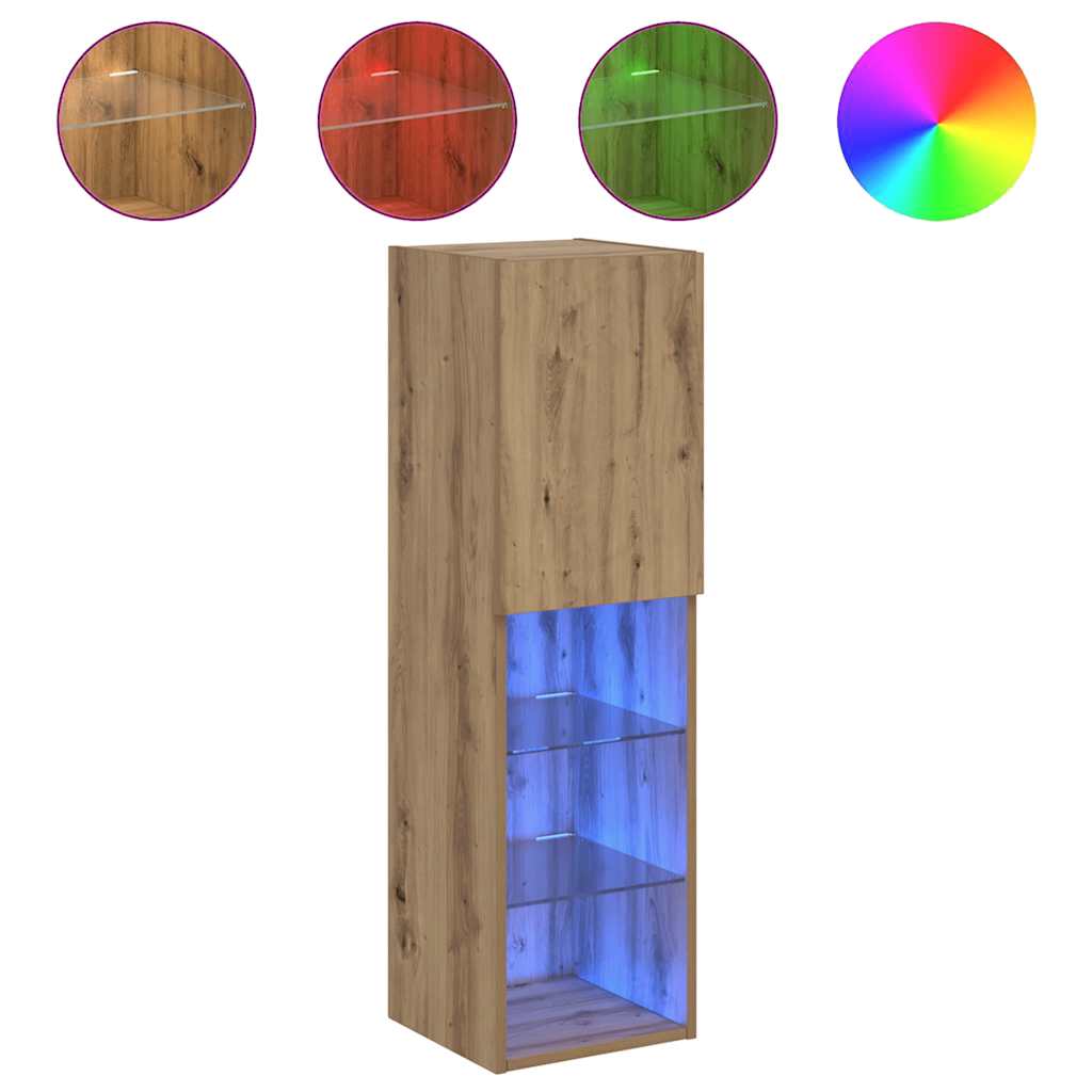 Thumbnail - vidaXL TV-Schrank mit LED-Leuchten Artisan-Eiche 30,5x30x102 cm