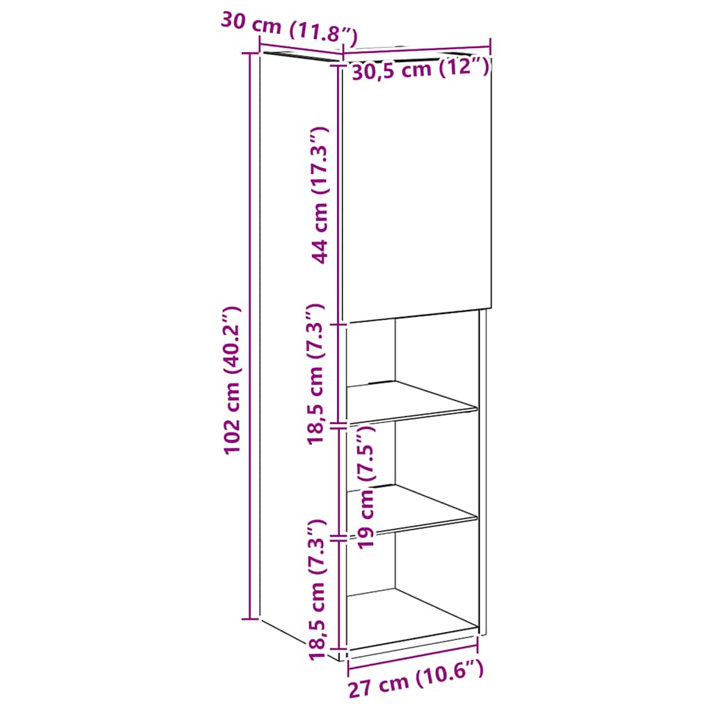 TV skříňka s LED osvětlením dub artisan 30,5 x 30 x 102 cm - obrázek 18