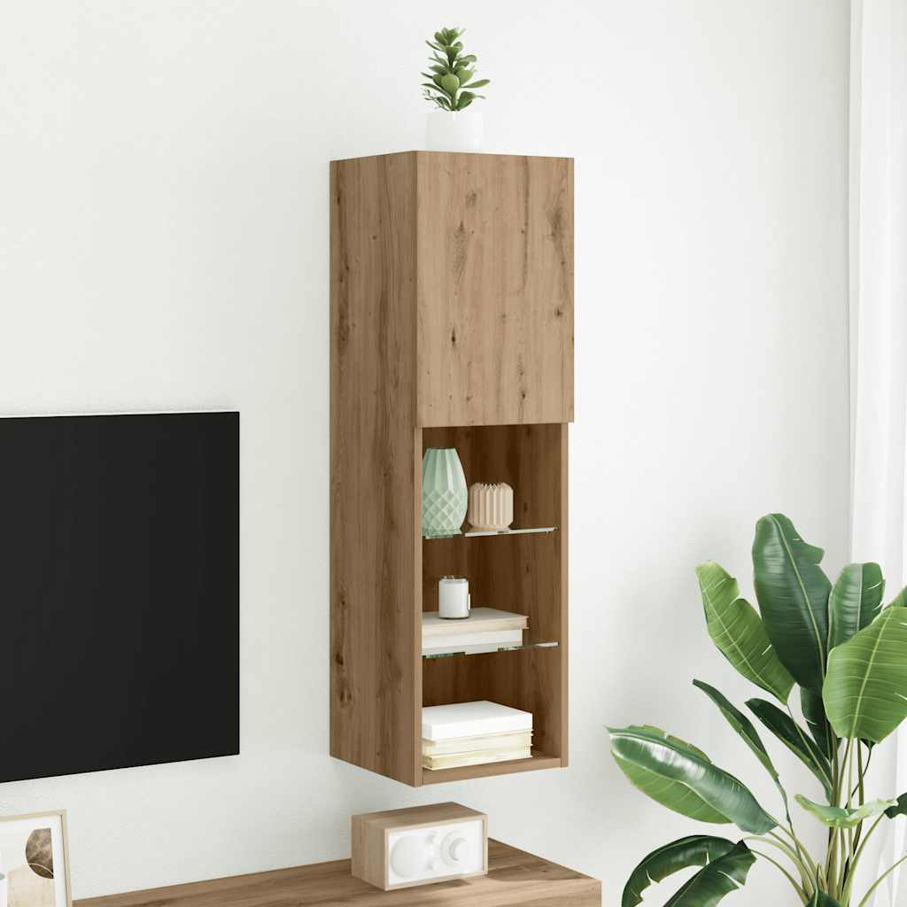 Thumbnail - vidaXL TV-Schrank mit LED-Leuchten Artisan-Eiche 30,5x30x102 cm