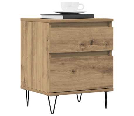 vidaXL k&eacute;zműves t&ouml;lgy sz&iacute;nű szerelt fa &eacute;jjeliszekr&eacute;ny 40 x 35 x 50 cm