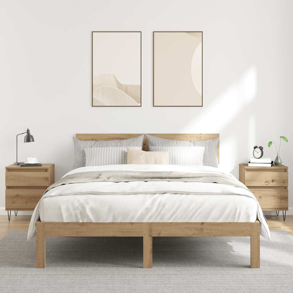 vidaXL Nachttische 2 Stk. Artisan-Eiche 40x35x50 cm Holzwerkstoff