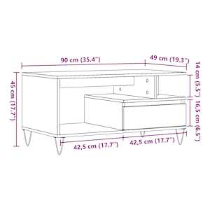 Konferenční stolek old wood 90 x 49 x 45 cm kompozitní dřevo - obrázek 10