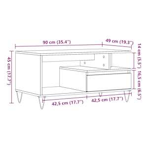 Konferenční stolek dub artisan 90 x 49 x 45 cm kompozitní dřevo - obrázek 11