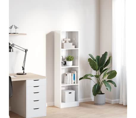 vidaXL Bibliotecă, alb extralucios, 40x24x143 cm, lemn prelucrat