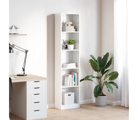 vidaXL Knižnica vysok&yacute; lesk biela 40x24x176 cm kompozitn&eacute; drevo