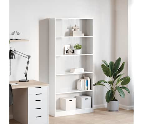 vidaXL Bibliotecă, alb extralucios, 80x24x176 cm, lemn prelucrat