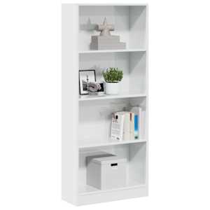 Knihovna bílá s vysokým leskem 60x24x143 cm kompozitní dřevo - obrázek 1