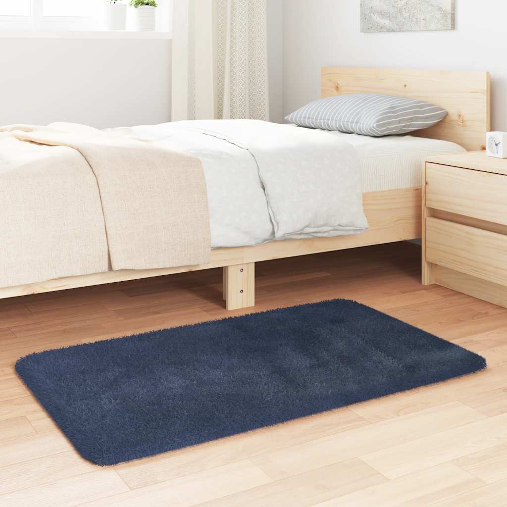 vidaXL Hoogpolig vloerkleed NAVARRA 60x100 cm polyester marineblauw afbeelding