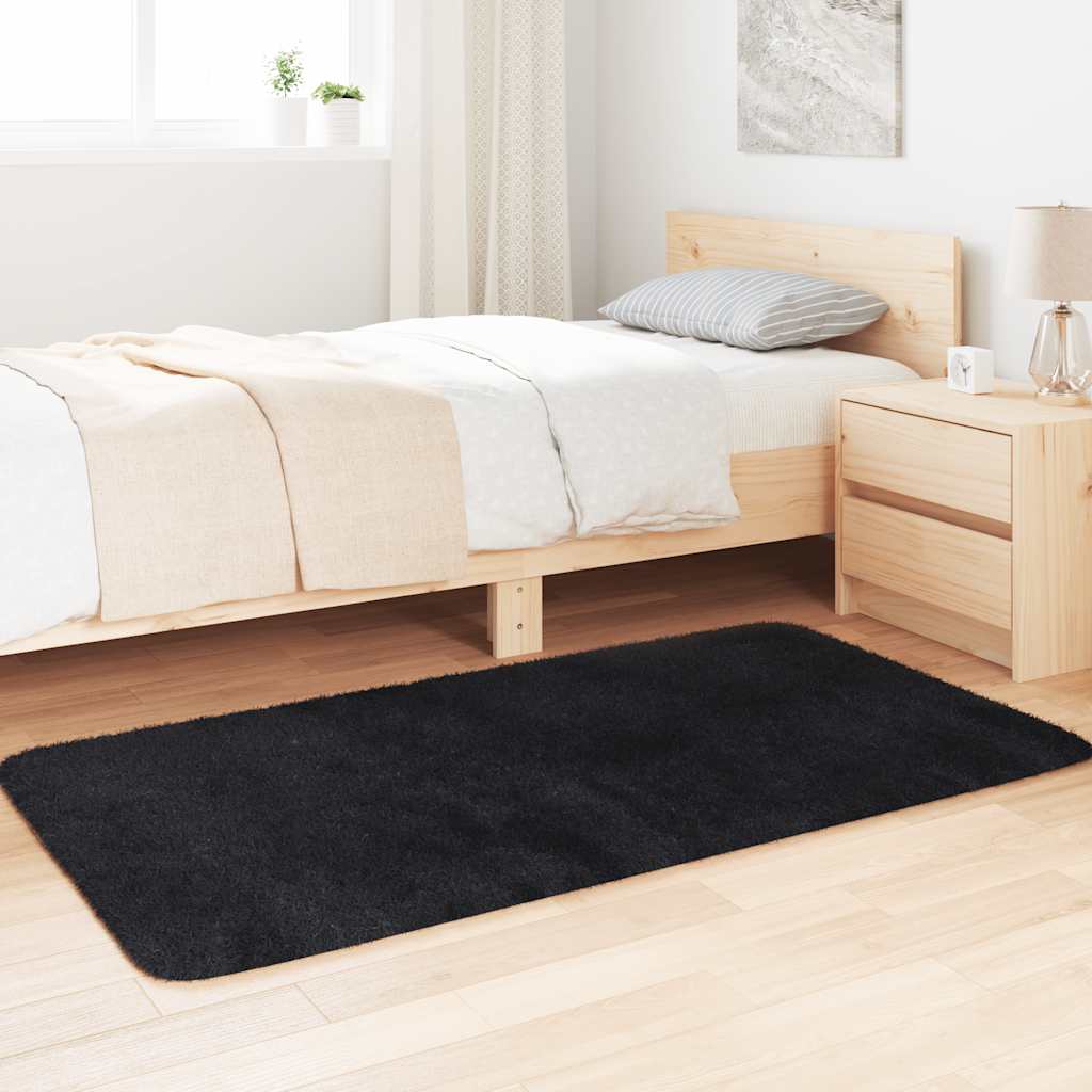 vidaXL Hoogpolig vloerkleed NAVARRA 80x150 cm polyester zwart afbeelding