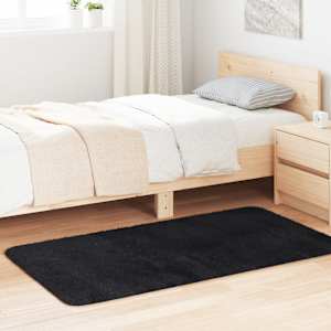 Visoka košata preproga NAVARRA črna 80x150 cm poliester