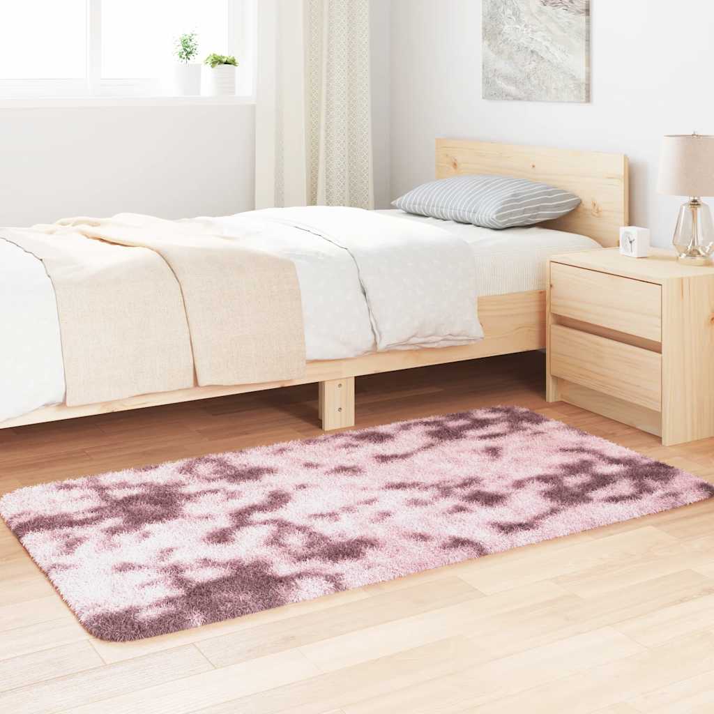 vidaXL Hoogpolig vloerkleed NAVARRA 80x150 cm polyester stoffig roze afbeelding