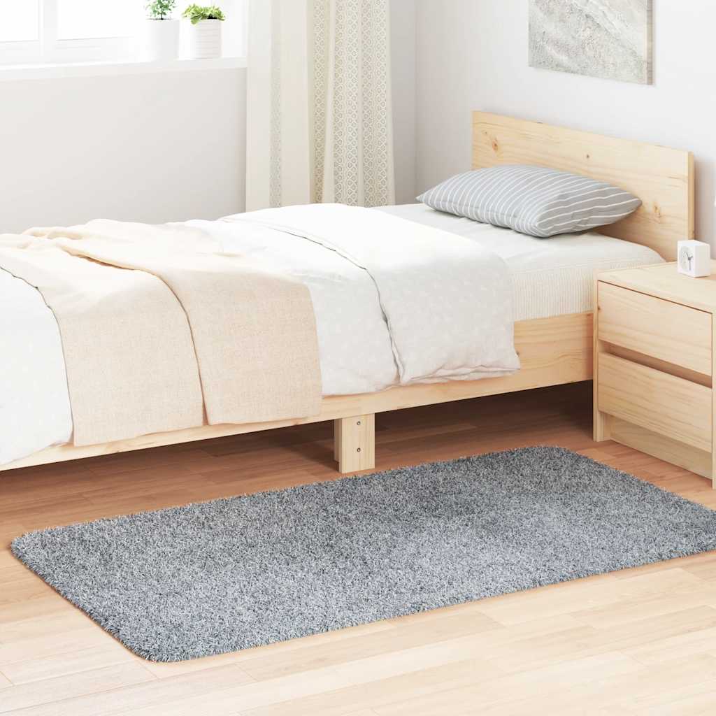 vidaXL Teppich Shaggy Hochflor NAVARRA Hellgrau 80x150 cm Polyester