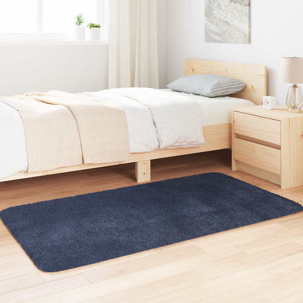 vidaXL Hoogpolig vloerkleed NAVARRA 80x150 cm polyester marineblauw afbeelding