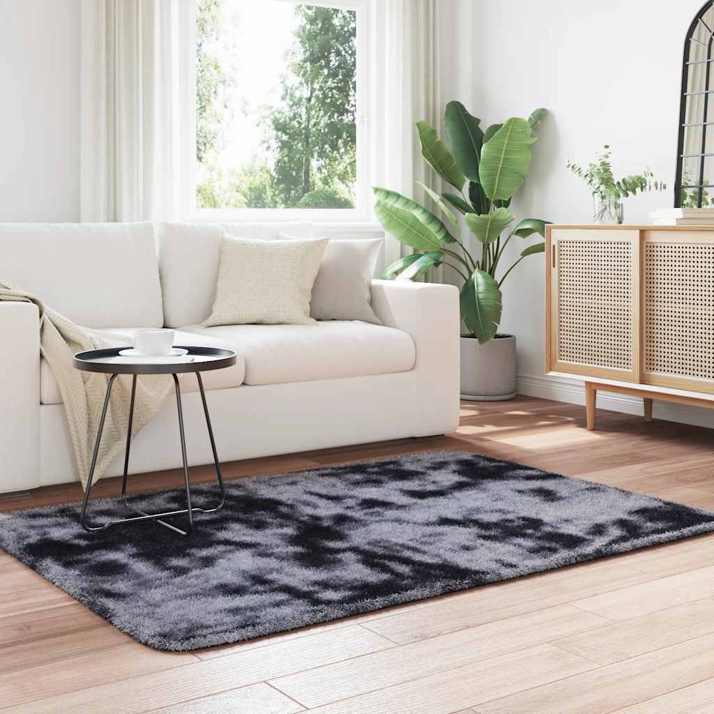 vidaXL Hoogpolig vloerkleed NAVARRA 120x170 cm polyester donkergrijs afbeelding