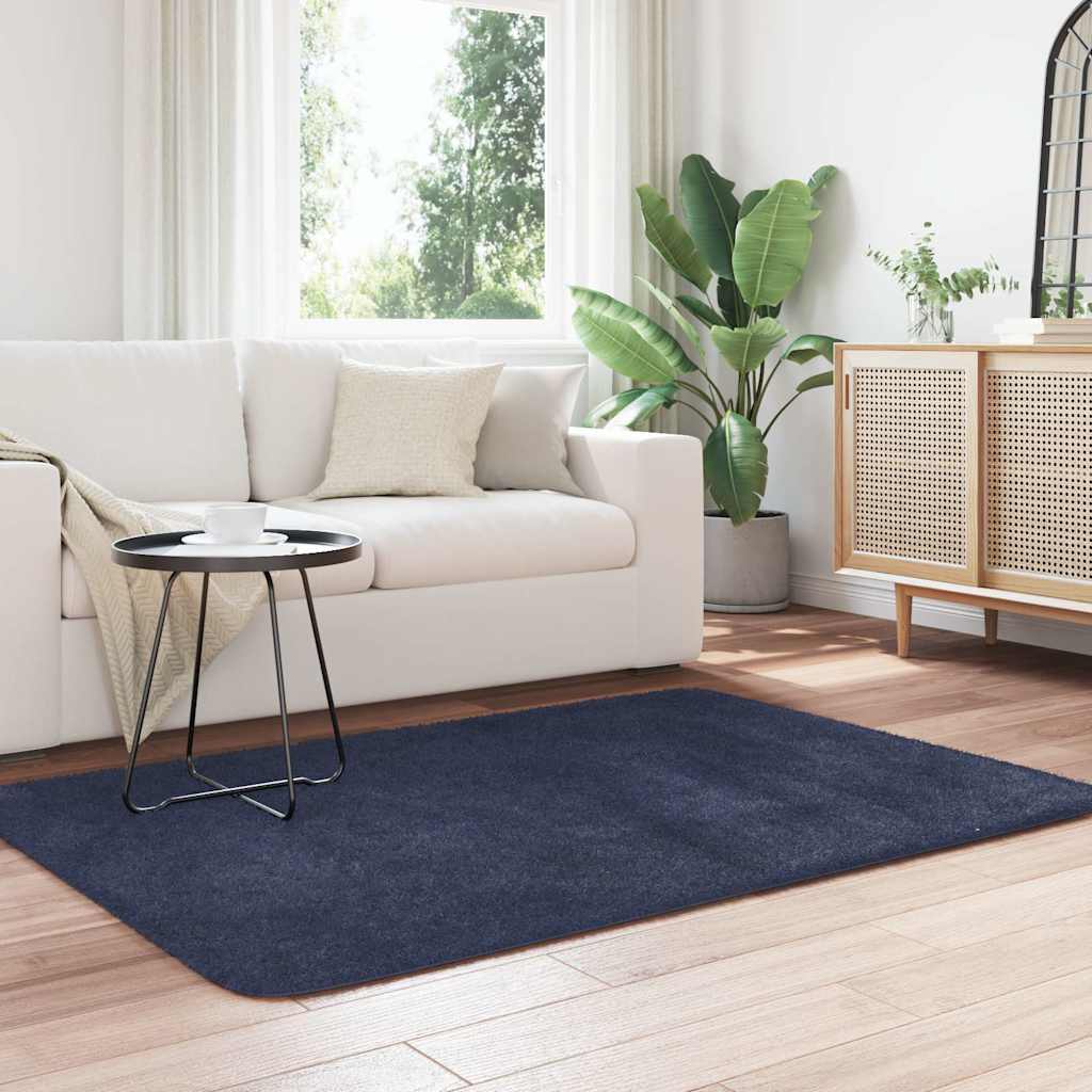 vidaXL Hoogpolig vloerkleed NAVARRA 120x170 cm polyester marineblauw afbeelding
