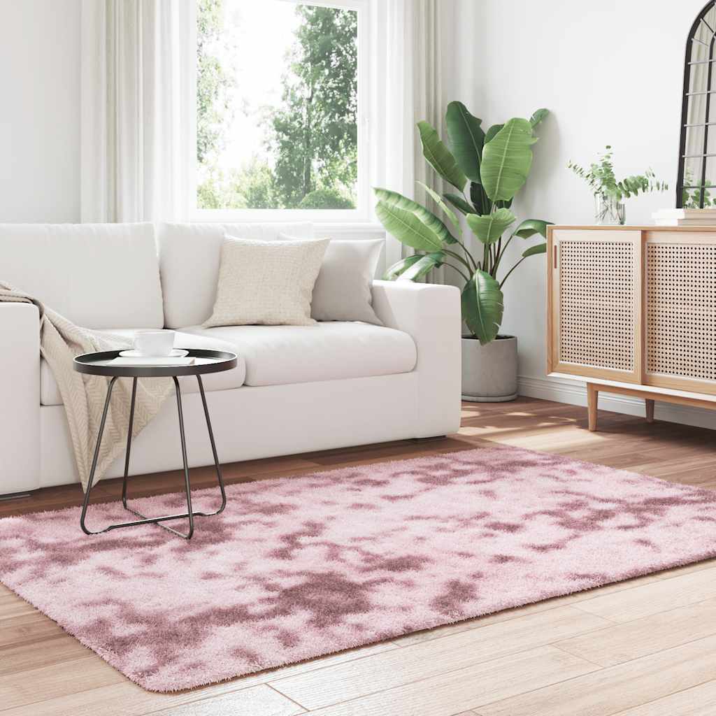 vidaXL Hoogpolig vloerkleed NAVARRA 130x200 cm polyester stoffig roze afbeelding